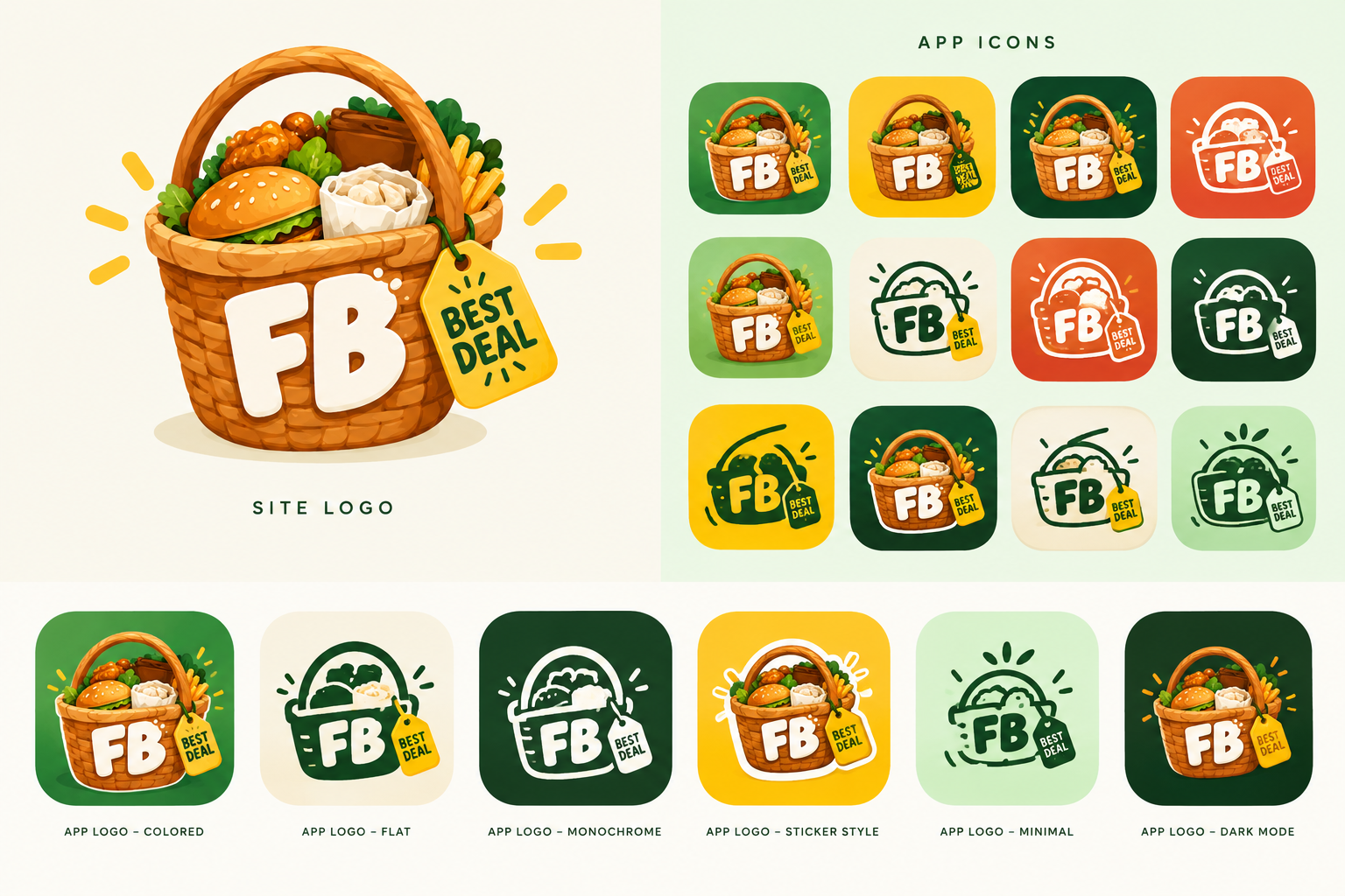 FinestBunch basket logo and app icon branding concept